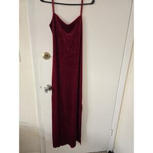 Connected Red Velvet sparkle Maxi Dress strap back M vintage valentine formal 10
